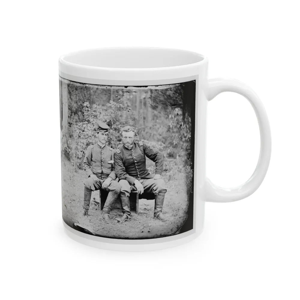 Fair Oaks, Va. Lt. James B. Washington, A Confederate Prisoner, With Capt. George A. Custer Of The 5th Cavalry, U.S.A. (U.S. Civil War) White Coffee Mug-Go Mug Yourself