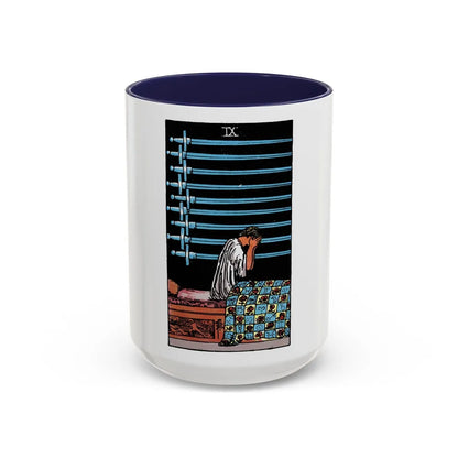 The 9 of Swords (Tarot Card) Accent Coffee Mug-15oz-Navy-Go Mug Yourself