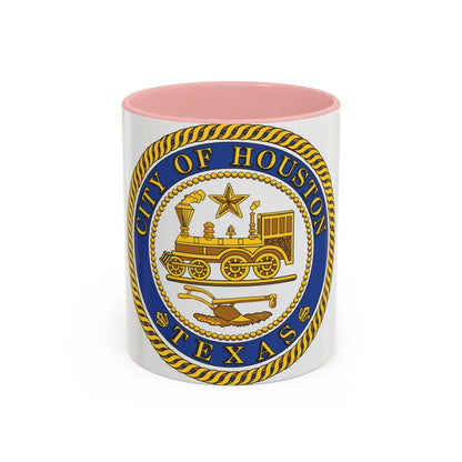 Seal of Houston Texas - Accent Coffee Mug-11oz-Pink-Go Mug Yourself