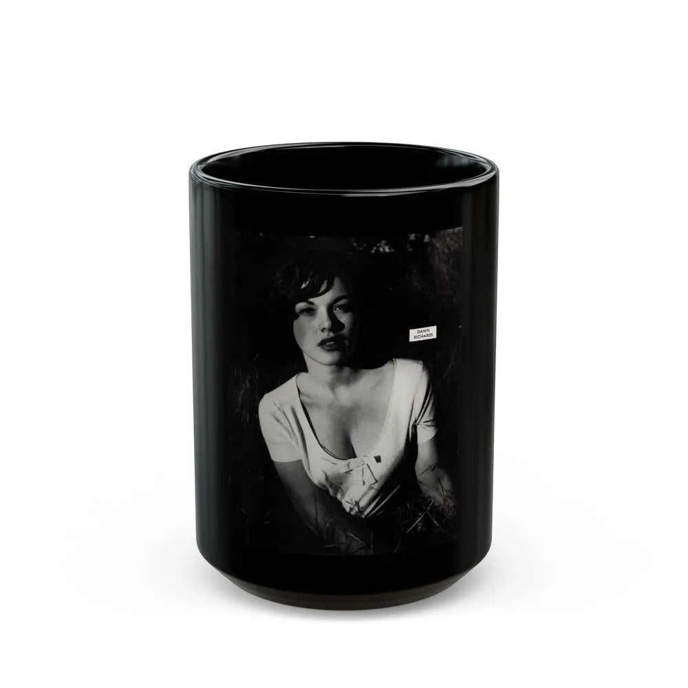 Dawn Richard #79 - Bachelor Pin-Ups Issue #01 Mag. '57 - 1 B&W Photo reverse side of back cover (Vintage Female Icon) Black Coffee Mug-15oz-Go Mug Yourself