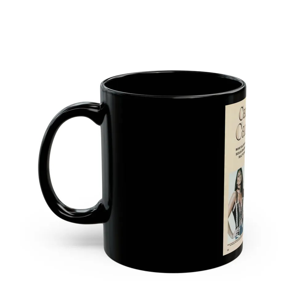 Caroline Munro #249 - Femme Fatales Fall 1992 (Vintage Female Icon) Black Coffee Mug-Go Mug Yourself