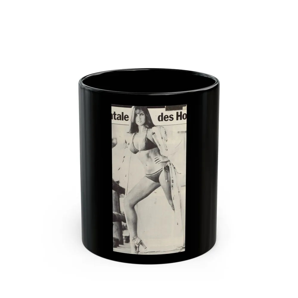 Caroline Munro #214 (Vintage Female Icon) Black Coffee Mug-11oz-Go Mug Yourself