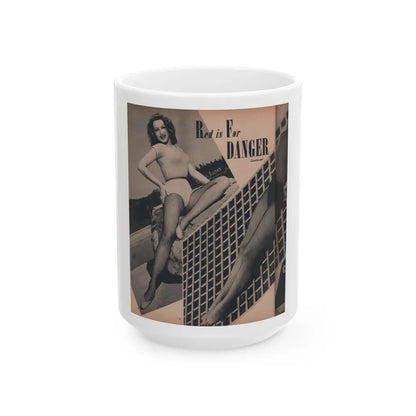 Julie Newmar #167 - Pages 16 Pages 3 of 5 with, Julie+1 Full Page B&W Photo from COVER GIRLS MODELS Mag. Nov. '53 (Vintage Female Icon) White Coffee Mug-15oz-Go Mug Yourself