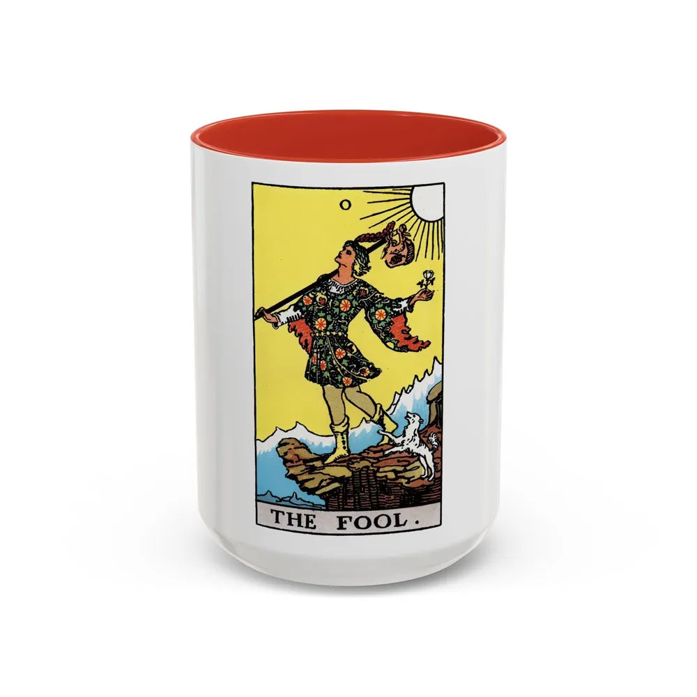 The Fool (Tarot Card) Accent Coffee Mug-15oz-Red-Go Mug Yourself