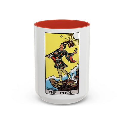 The Fool (Tarot Card) Accent Coffee Mug-15oz-Red-Go Mug Yourself