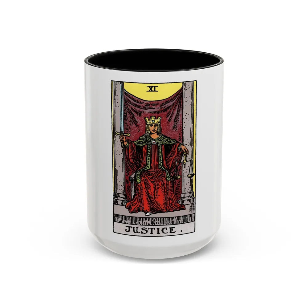 Justice (Tarot Card) Accent Coffee Mug-15oz-Black-Go Mug Yourself