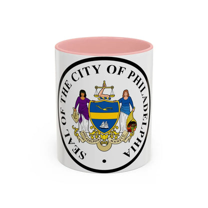 Seal of Philadelphia Pennsylvania - Accent Coffee Mug-11oz-Pink-Go Mug Yourself