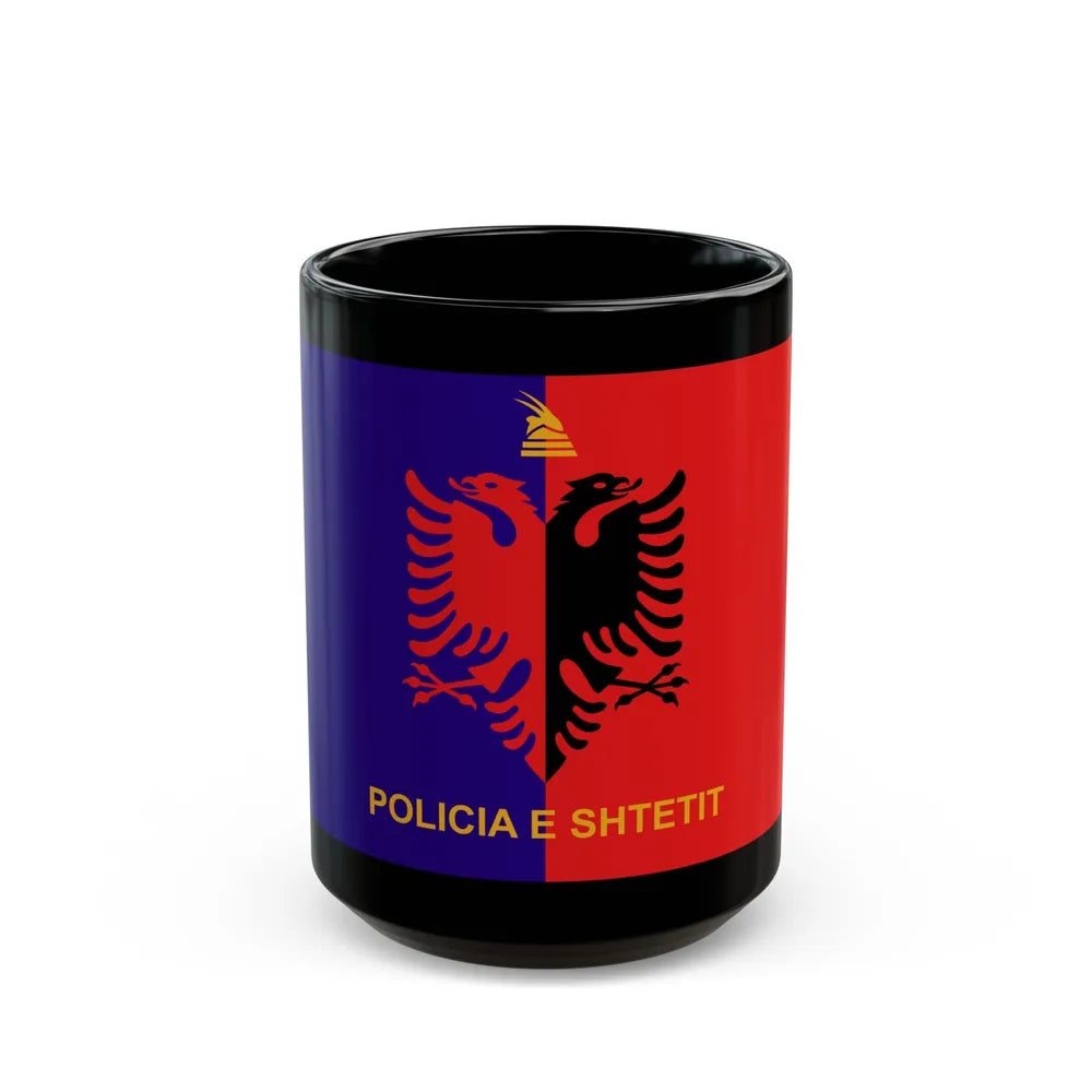 Flag of Albanian State Police - Black Coffee Mug-15oz-Go Mug Yourself