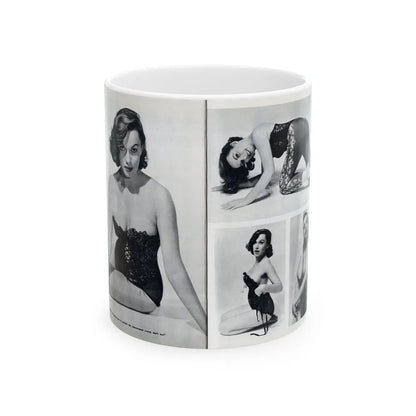 Dawn Richard #38 - [Pages 24 & 25] Including Pages 3 & 4 of 6 with, 4 Photos B&W & Caption from Bachelor Mag. Nov. '57 (Vintage Female Icon) White Coffee Mug-11oz-Go Mug Yourself