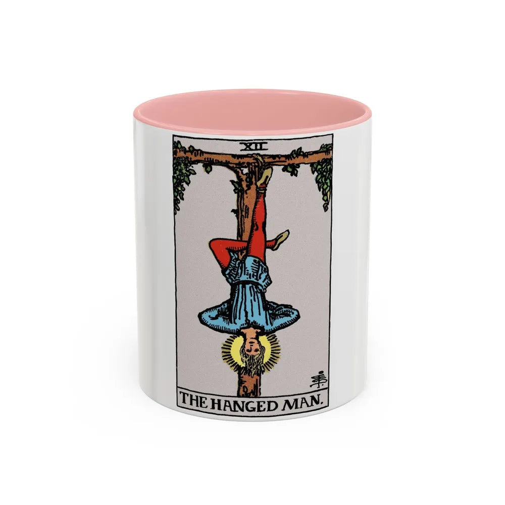 The Hanged Man (Tarot Card) Accent Coffee Mug-11oz-Pink-Go Mug Yourself