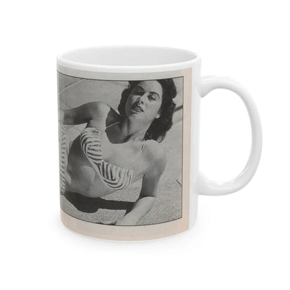 Jeanne Carmen #144 - Celebrity Sleuth Magazine B&W Photo Cropped (Vintage Female Icon) White Coffee Mug-Go Mug Yourself