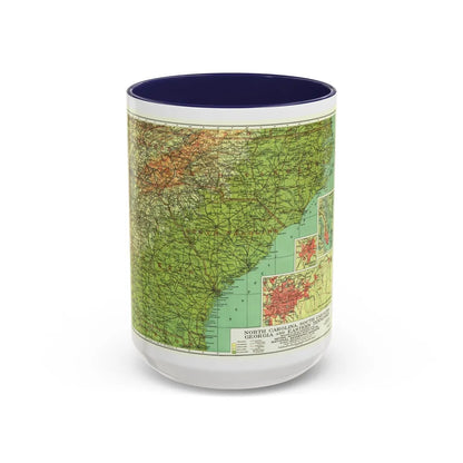 USA - Southeastern (1926) (Map) Accent Coffee Mug-15oz-Navy-Go Mug Yourself