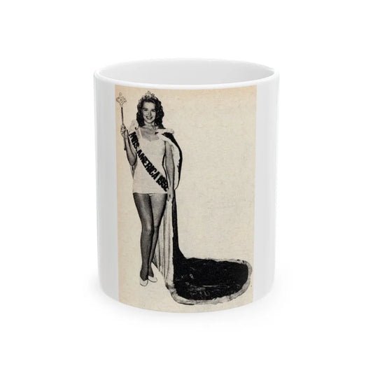 Penny Duncan #70 - [Pages 42] 1 small cropped B&W Miss America Title Pin-Up Photo from REAL FOR MEN Mag. Jan. '53 (Vintage Female Icon) White Coffee Mug-11oz-Go Mug Yourself