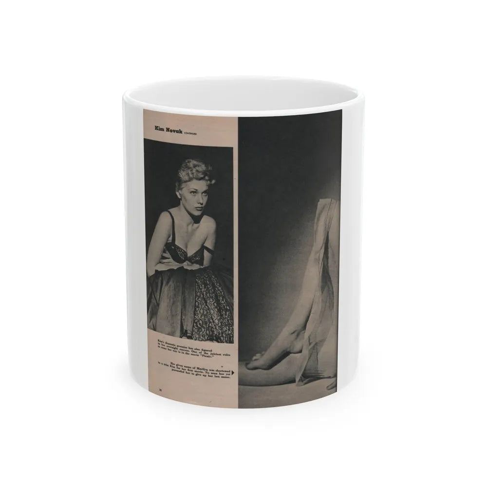 Kim Novak #389 - Fabulous Females Mag. Issue #1 '55 - 1 B&W Photo (Vintage Female Icon) White Coffee Mug-11oz-Go Mug Yourself