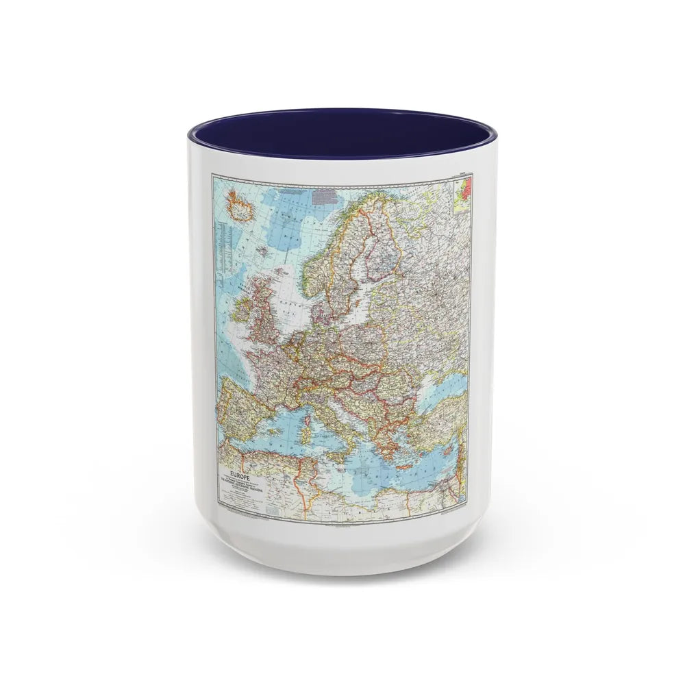 Europe (1957) (Map) Accent Coffee Mug-15oz-Navy-Go Mug Yourself