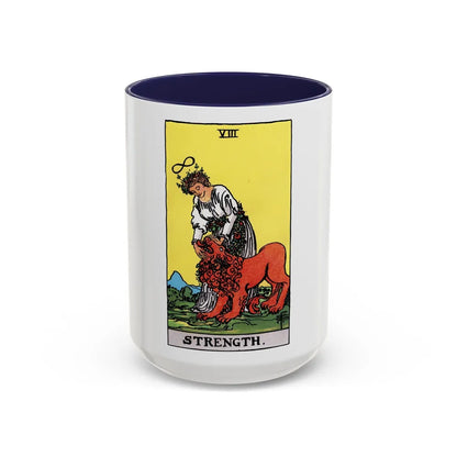 Strength (Tarot Card) Accent Coffee Mug-15oz-Navy-Go Mug Yourself