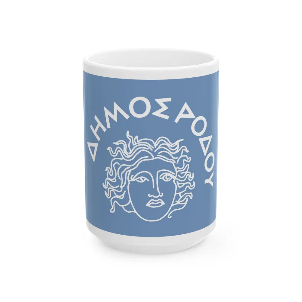 Flag of Rhodes Island Greece - White Coffee Mug-15oz-Go Mug Yourself