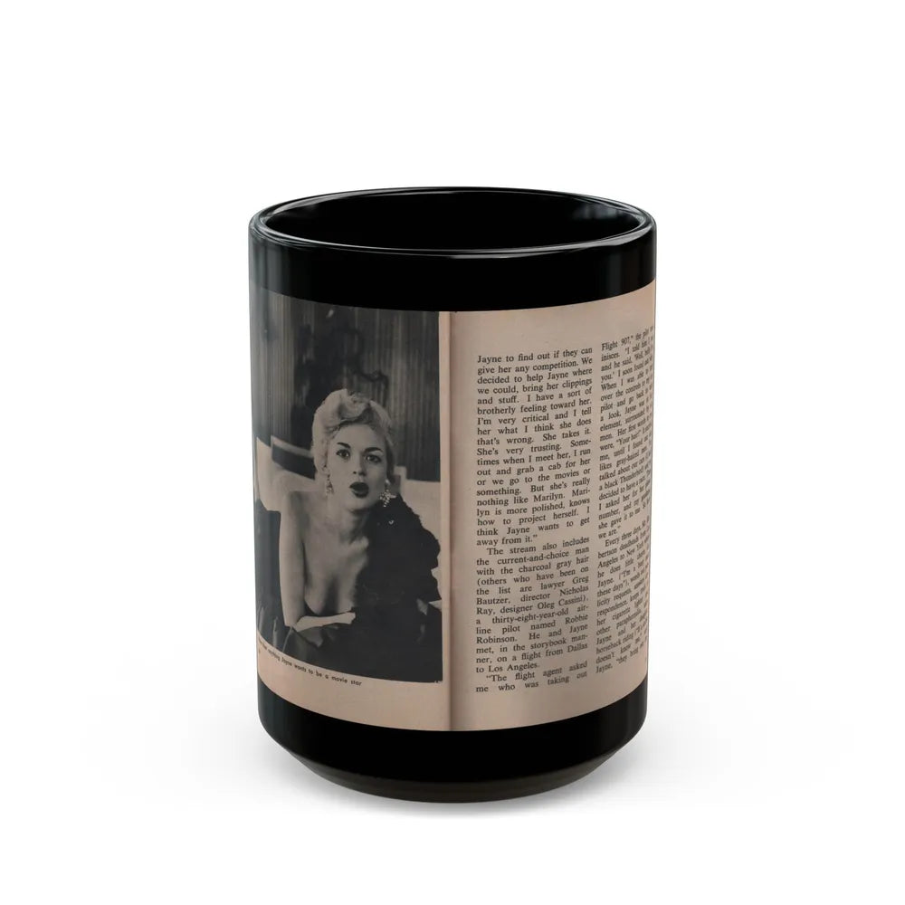 Jayne Mansfield #308 - JAYNE Pocket Magazine Pages 60 & 61 (Vintage Female Icon) Black Coffee Mug-15oz-Go Mug Yourself