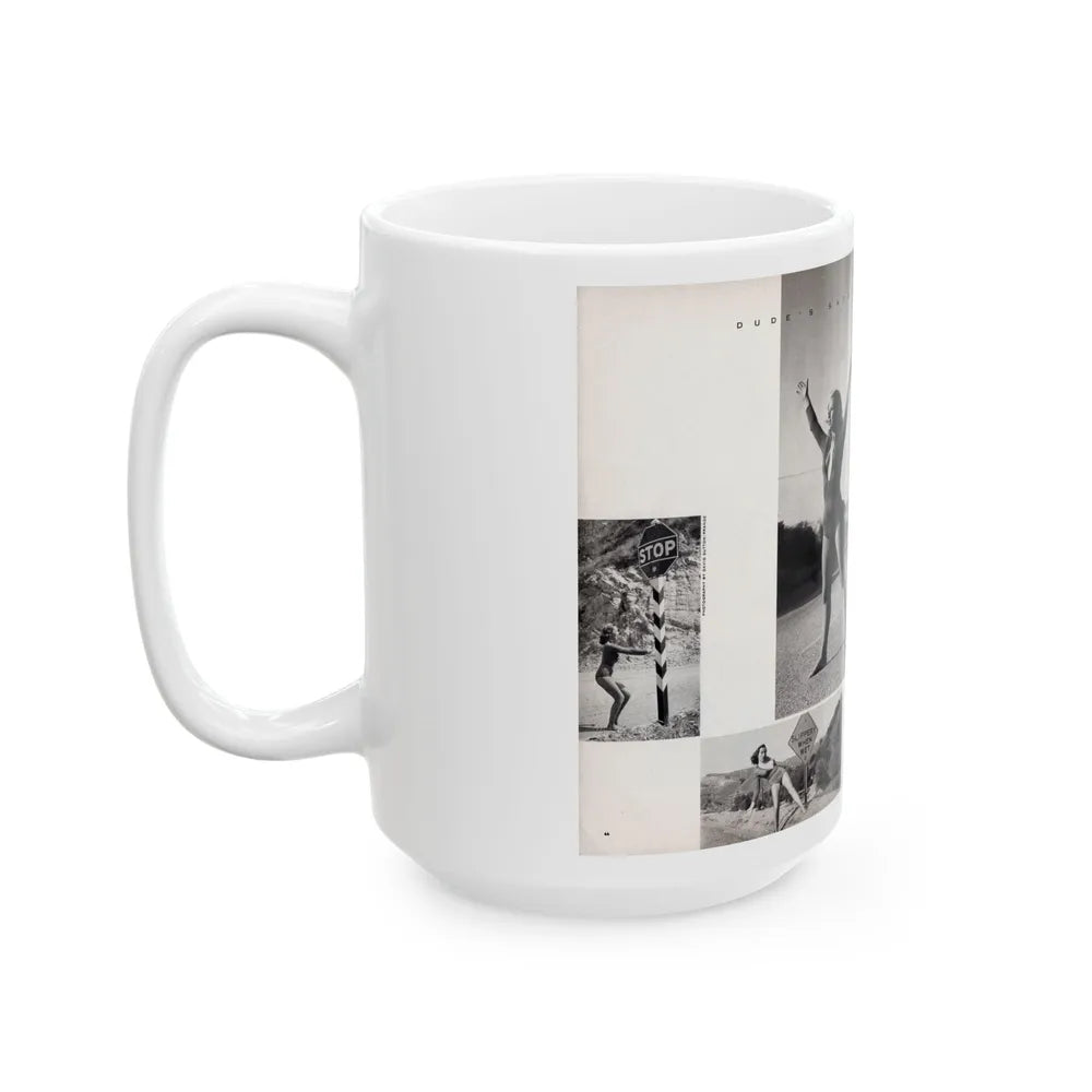 Dawn Richard #70 - [Pages 66 & 67] Including 2 Pages & 7 B&W Photos with Caption from DUDE Mag. '57 1 (Vintage Female Icon) White Coffee Mug-Go Mug Yourself