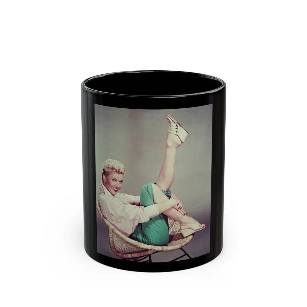 Doris Day #67 (Vintage Female Icon) Black Coffee Mug-11oz-Go Mug Yourself