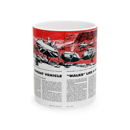 Combat Vehicle 'Walks' Like A Man, Mechanix Illustrated, April 1962 - White Coffee Mug-11oz-Go Mug Yourself