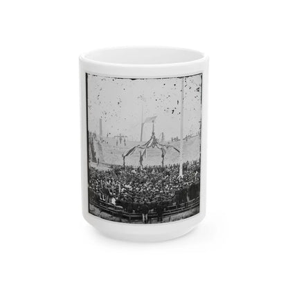 Charleston, S.C. Flag-Raising Ceremony, With Brevet Maj. Gen. Robert Anderson And Henry Ward Beecher Present (U.S. Civil War) White Coffee Mug-15oz-Go Mug Yourself