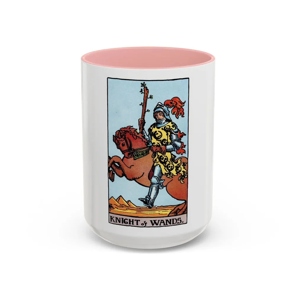 The Knight of Wands (Tarot Card) Accent Coffee Mug-15oz-Pink-Go Mug Yourself