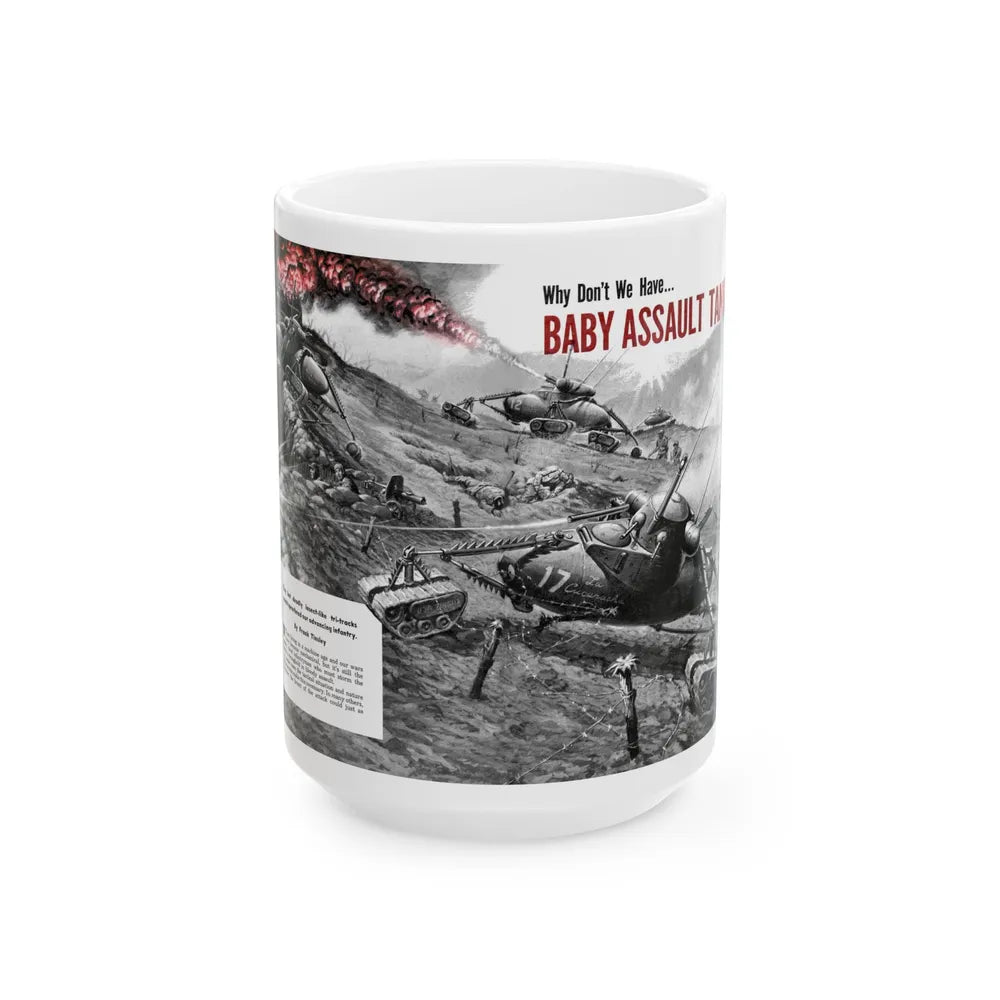 Baby Assault Tanks, Modern Mechanix, 1952 - White Coffee Mug-15oz-Go Mug Yourself