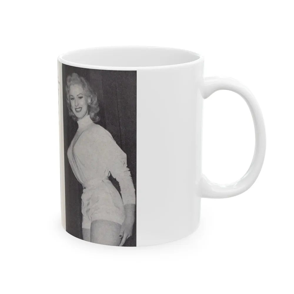 Norma Sykes #151 - 66 PHOTOGRAPHS OF Sabrina U.K. Pocket Mag. Pages 32 & 33 (Vintage Female Icon) White Coffee Mug-Go Mug Yourself