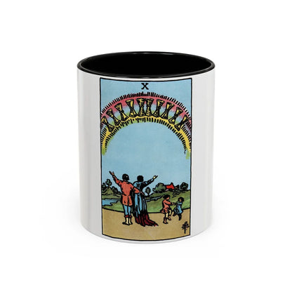 The 10 of Cups (Tarot Card) Accent Coffee Mug-11oz-Black-Go Mug Yourself