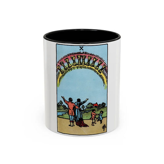 The 10 of Cups (Tarot Card) Accent Coffee Mug-11oz-Black-Go Mug Yourself