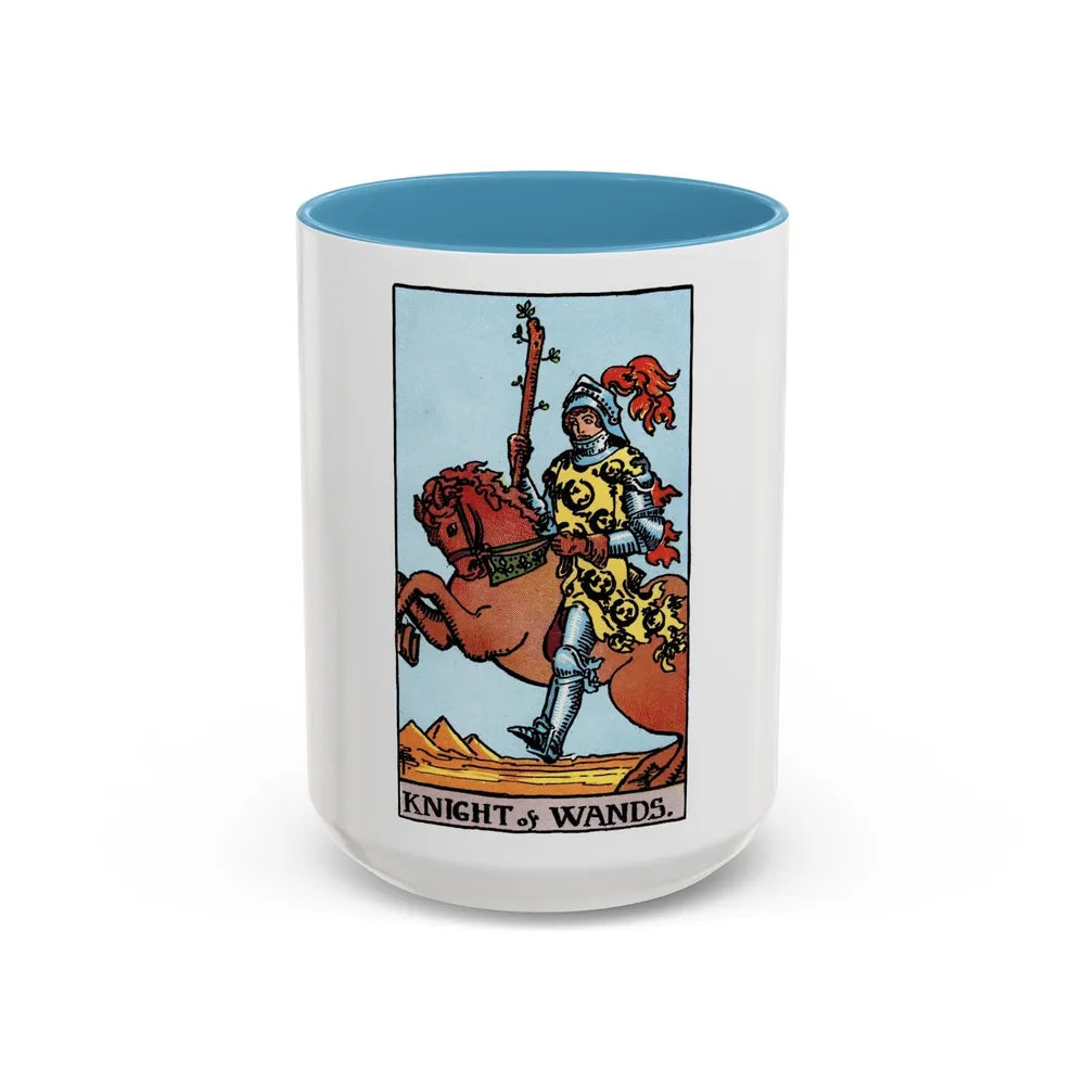 The Knight of Wands (Tarot Card) Accent Coffee Mug-15oz-Light Blue-Go Mug Yourself