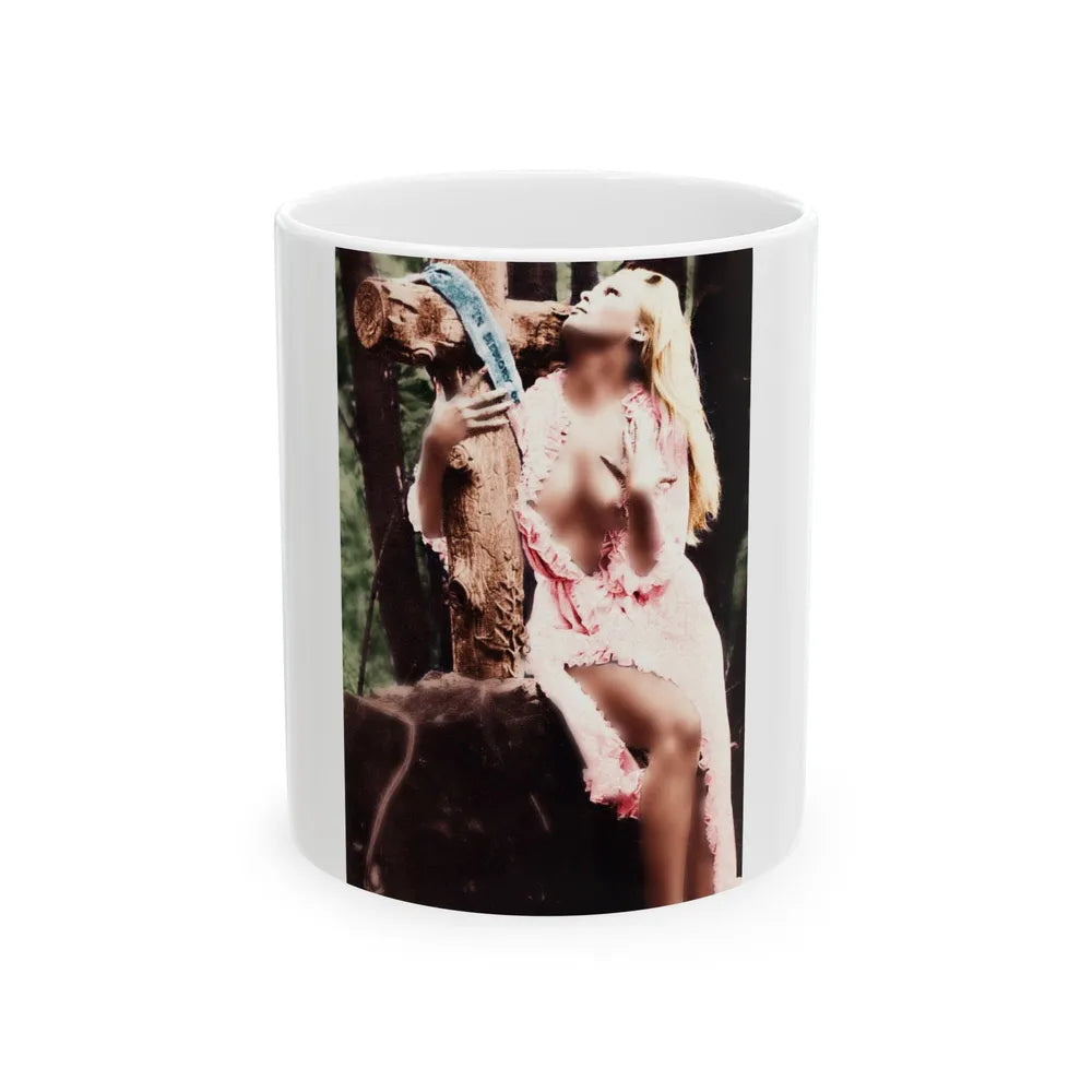 Veronica Carlson #84 - Partially Topless2 (Vintage Female Icon) White Coffee Mug-11oz-Go Mug Yourself