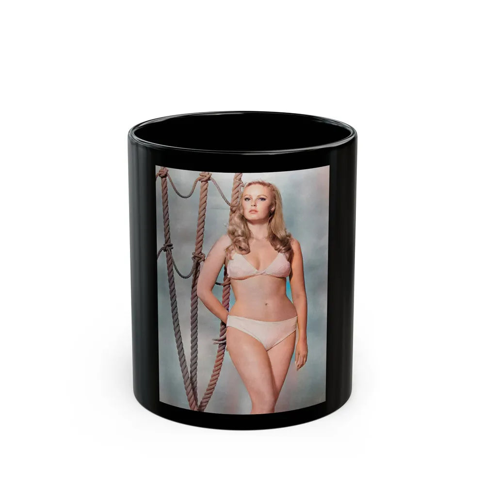 Veronica Carlson #124 (Vintage Female Icon) Black Coffee Mug-11oz-Go Mug Yourself