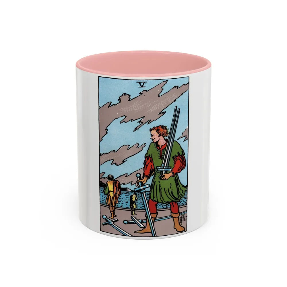 The 5 of Swords (Tarot Card) Accent Coffee Mug-11oz-Pink-Go Mug Yourself