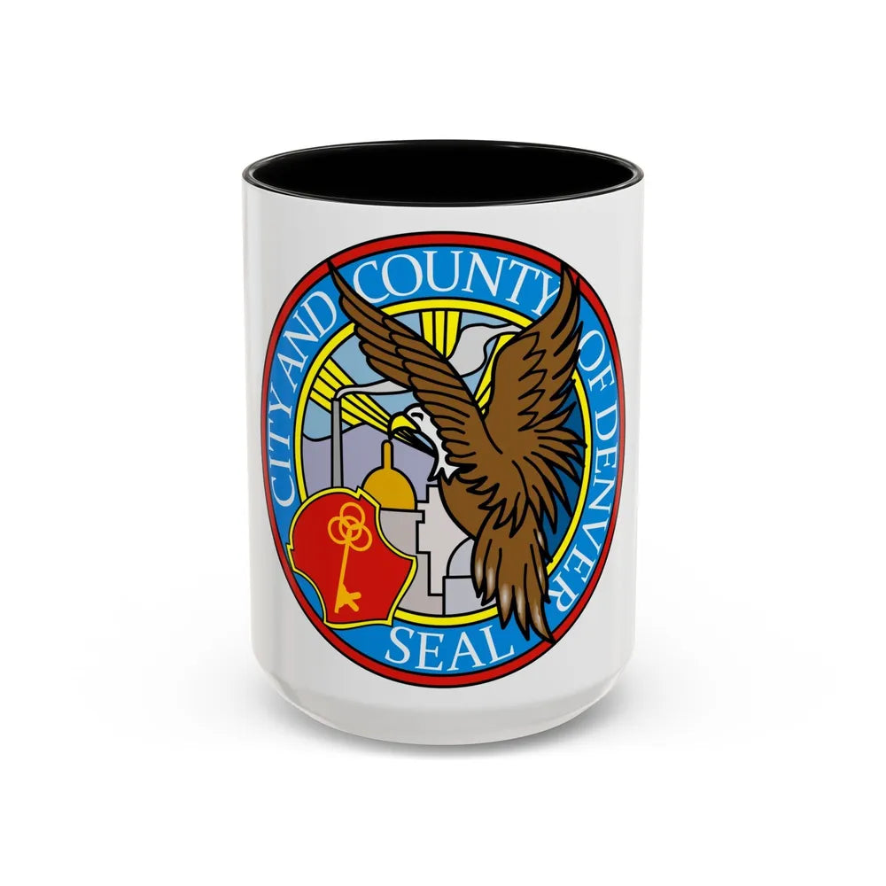 Seal of Denver - Accent Coffee Mug-15oz-Black-Go Mug Yourself