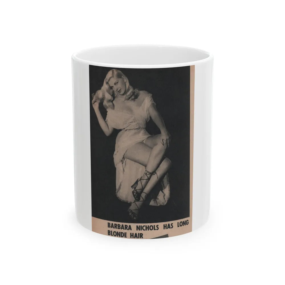 Barbara Nichols #488 - Part of Page & 1 B&W Photo from Cover Girls Models Mag. Nov. '52 (Vintage Female Icon) White Coffee Mug-11oz-Go Mug Yourself