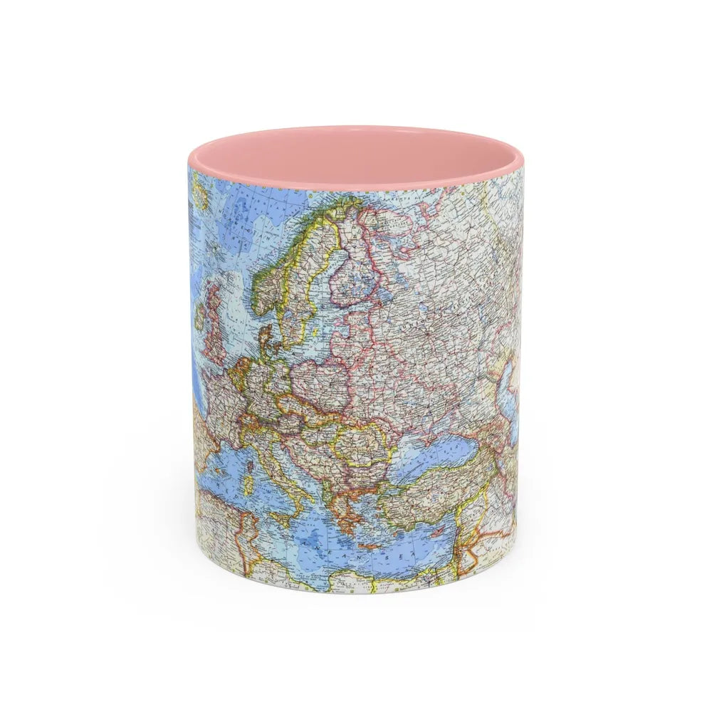 Europe (1962) (Map) Accent Coffee Mug-11oz-Pink-Go Mug Yourself