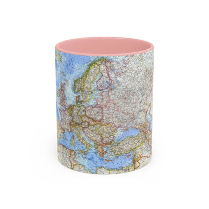 Europe (1962) (Map) Accent Coffee Mug-11oz-Pink-Go Mug Yourself