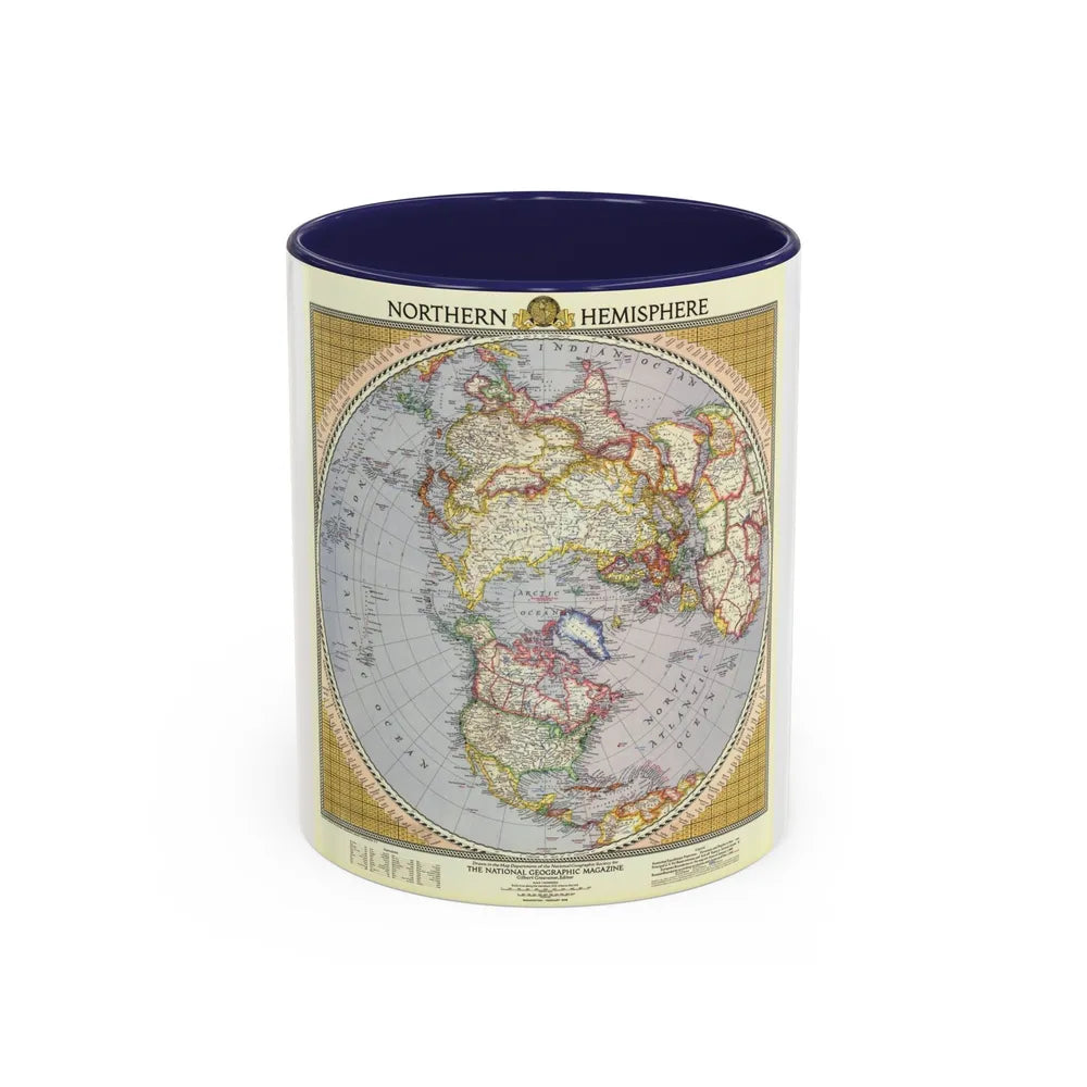 Northern Hemisphere (1946) (Map) Accent Coffee Mug-11oz-Navy-Go Mug Yourself