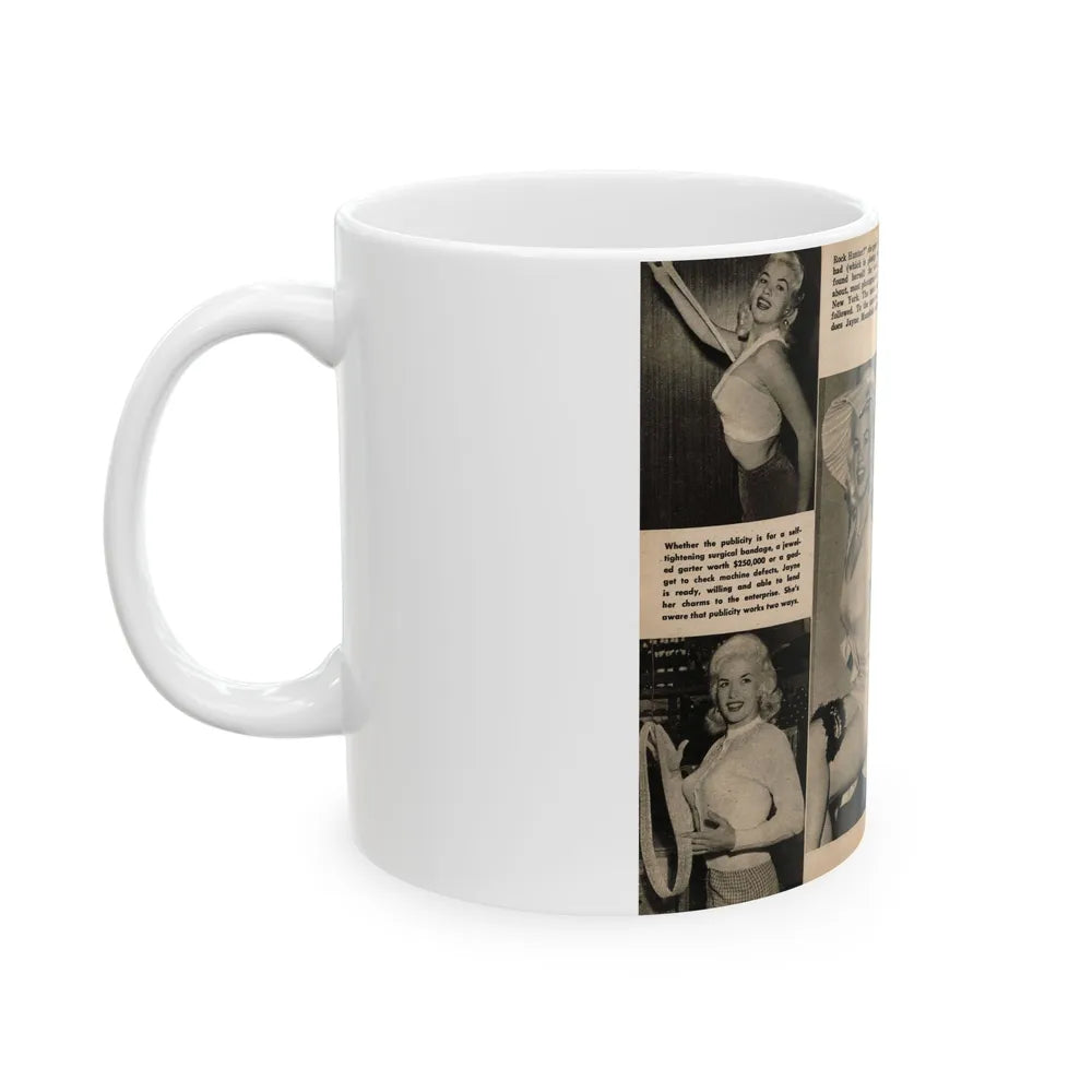 Jayne Mansfield #192 - 2 Pages, 5 B&W Photos & 4 Captions from PICTURE SCOPE January '57 (Vintage Female Icon) White Coffee Mug-Go Mug Yourself