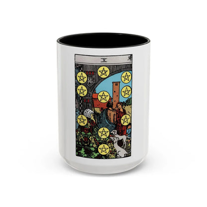 The 10 of Pentacles (Tarot Card) Accent Coffee Mug-15oz-Black-Go Mug Yourself