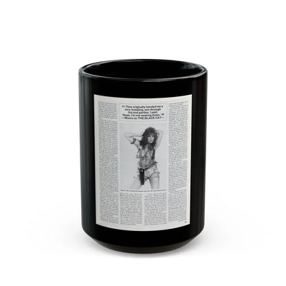 Caroline Munro #252 - Femme Fatales Fall 1992 (Vintage Female Icon) Black Coffee Mug-15oz-Go Mug Yourself