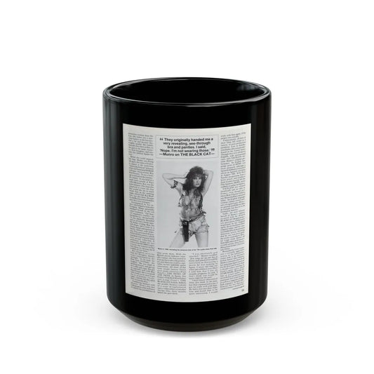 Caroline Munro #252 - Femme Fatales Fall 1992 (Vintage Female Icon) Black Coffee Mug-15oz-Go Mug Yourself