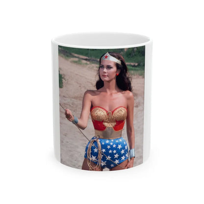 Lynda Carter #246 (Vintage Female Icon) White Coffee Mug-11oz-Go Mug Yourself