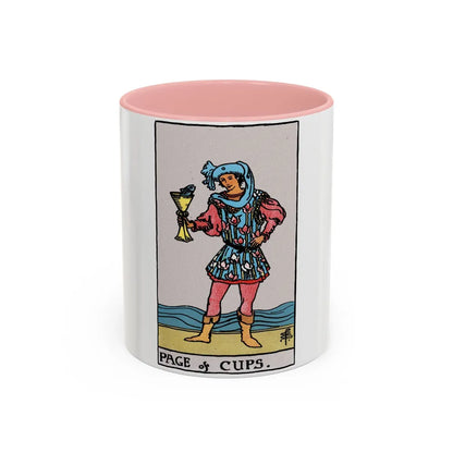 The Page of Cups (Tarot Card) Accent Coffee Mug-11oz-Pink-Go Mug Yourself