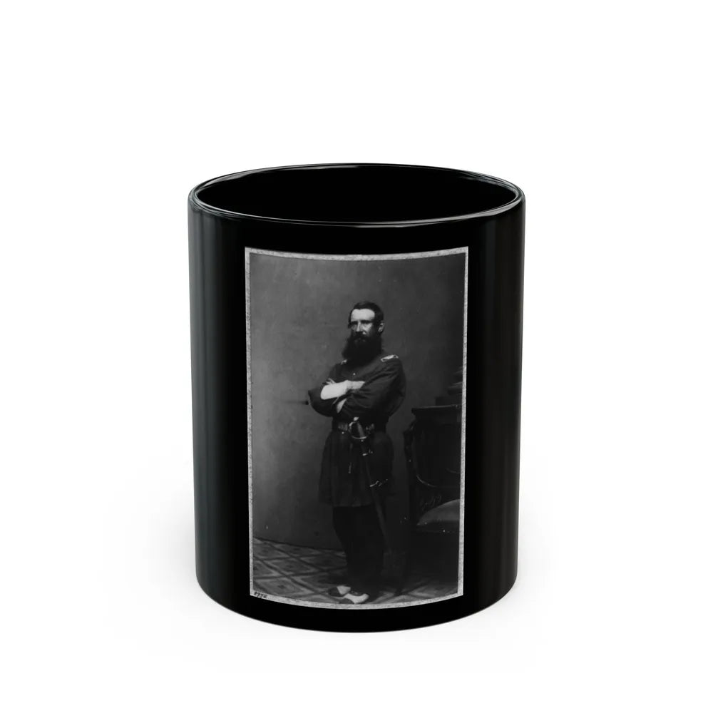 Col. Thomas Cass, 9th Mass. Infantry, Full-Length Portrait, Standing, Facing Left, In Uniform (U.S. Civil War) Black Coffee Mug-11oz-Go Mug Yourself