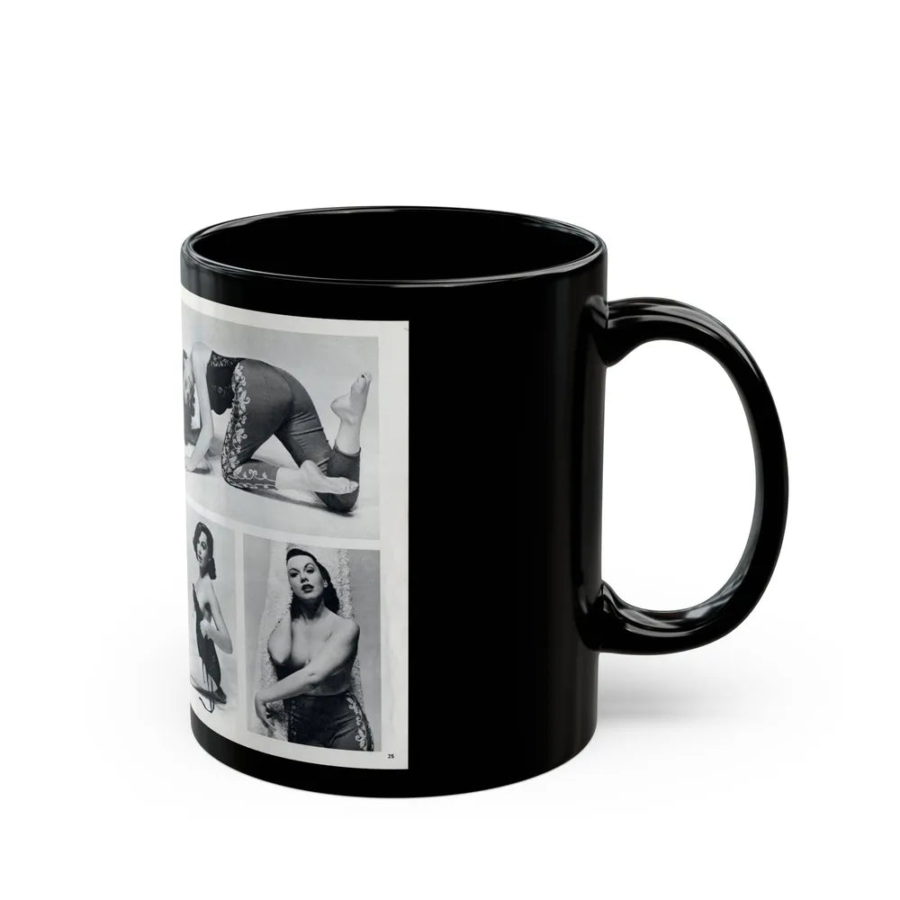 Dawn Richard #38 - [Pages 24 & 25] Including Pages 3 & 4 of 6 with, 4 Photos B&W & Caption from Bachelor Mag. Nov. '57 (Vintage Female Icon) Black Coffee Mug-Go Mug Yourself