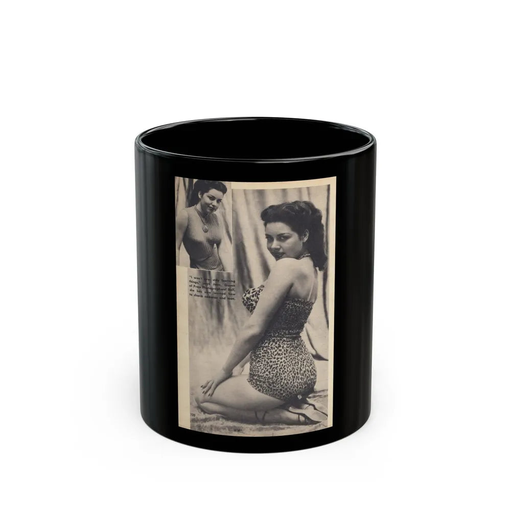 Jeanne Carmen #327 - Page 132 Pages 3 of 3 with 1 B&W Pin-Up Pic also B&W Glamour Shot from TAB Digest Mag. Jan. '54 (Vintage Female Icon) Black Coffee Mug-11oz-Go Mug Yourself