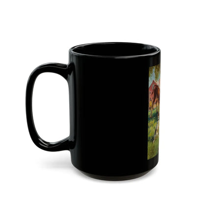 Boy with Calf and Dog - Black Coffee Mug-Go Mug Yourself